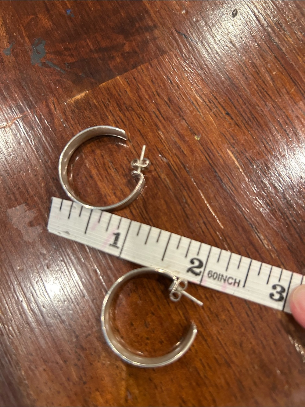 James Avery Bold Silver Hoop Earrings - size medium - Picture 3 of 6
